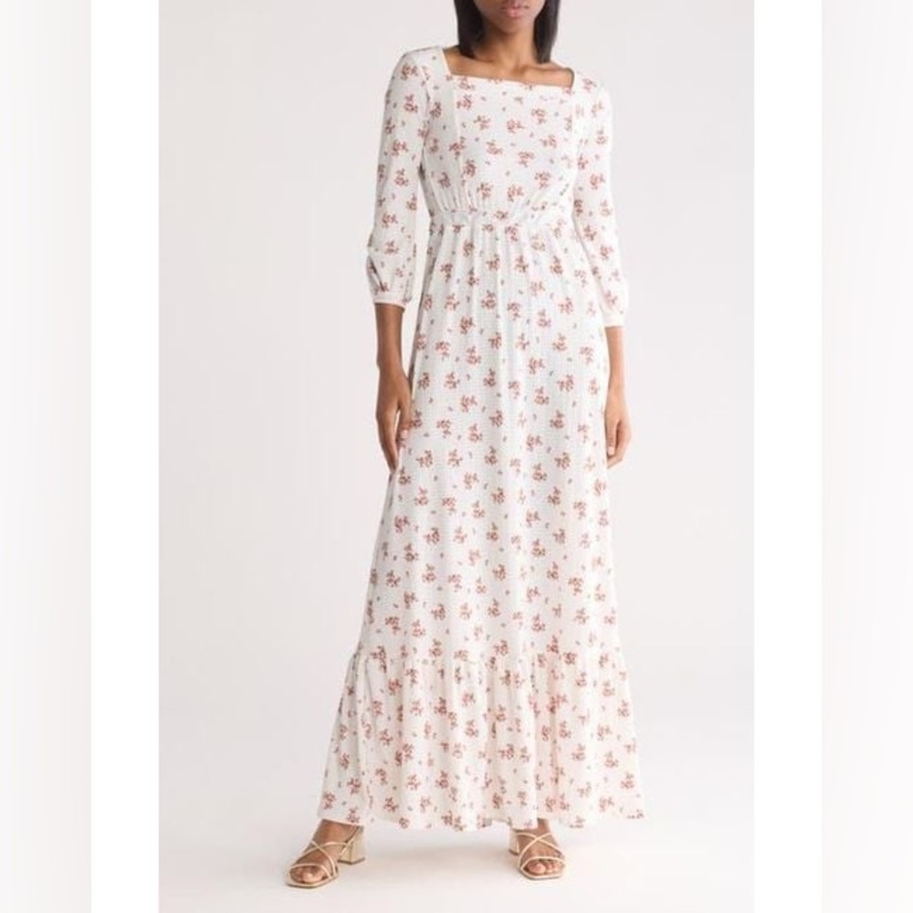 Go Couture White Floral Long Sleeve Dress